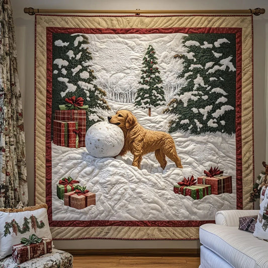 Snowball Rolling Golden Quilt Blanket