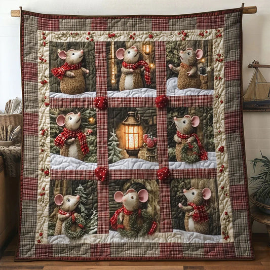 Snowfall Choir Mouse Quilt Blanket