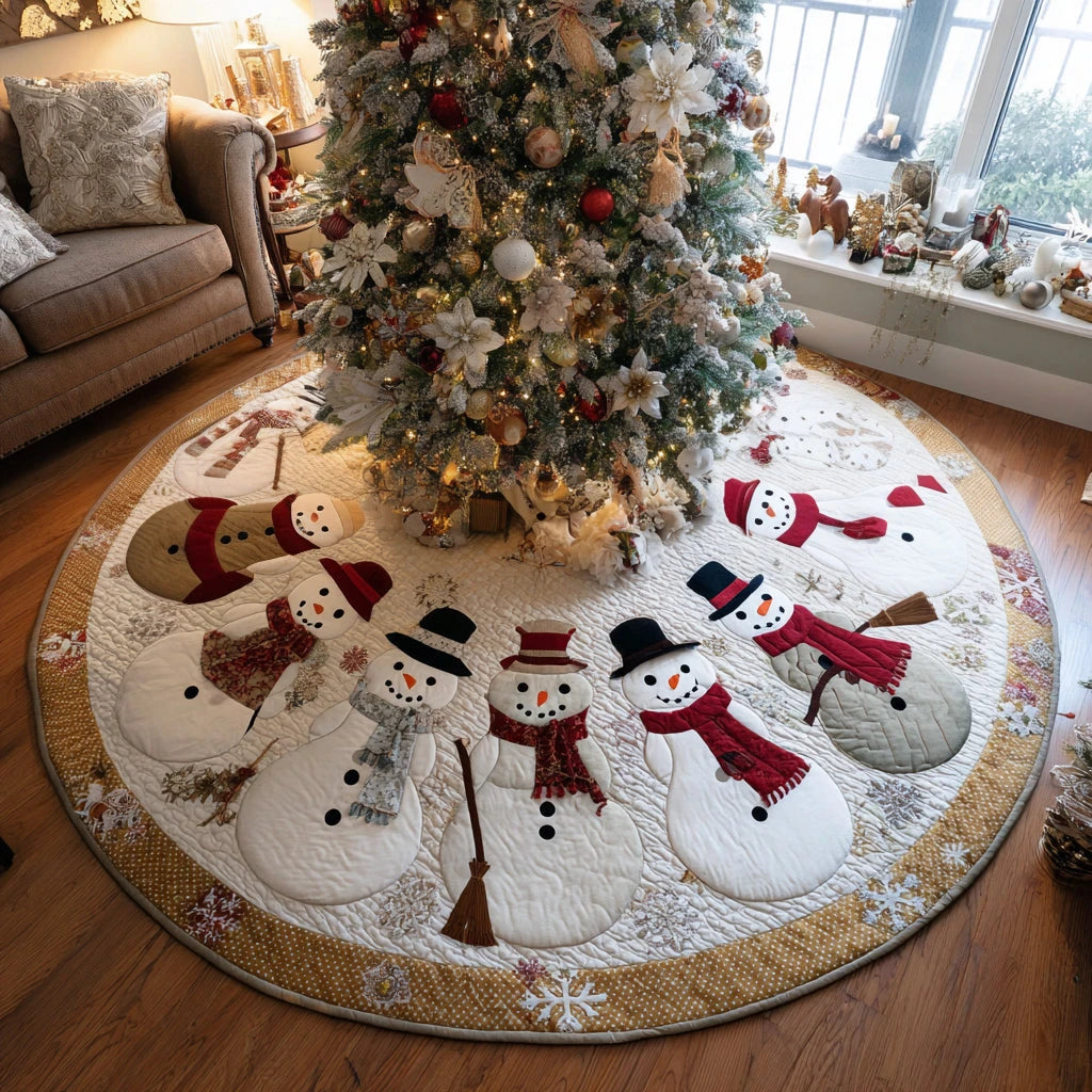 Snowfall Joy Christmas Quilted Tree Skirt