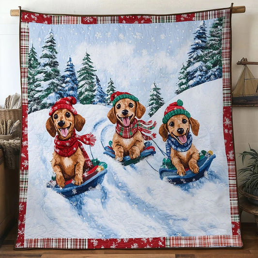 Snowflake Dachshund Quilt Blanket