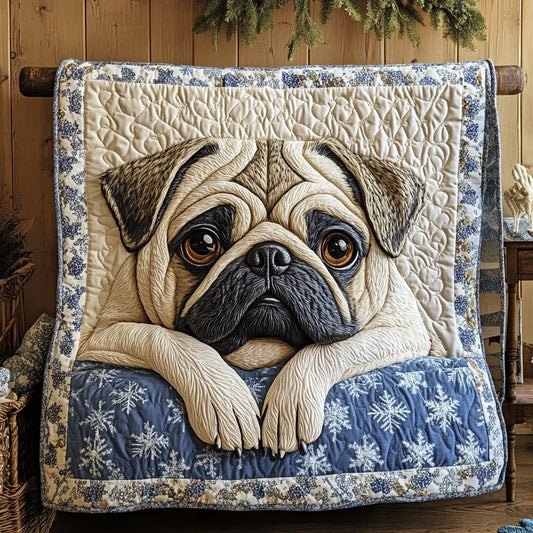 Snowflake Pug Quilt Blanket