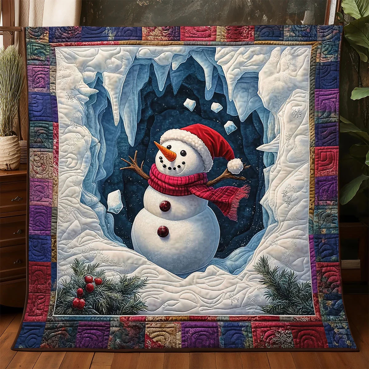 Snowman Breakthrough Quilt Blanket