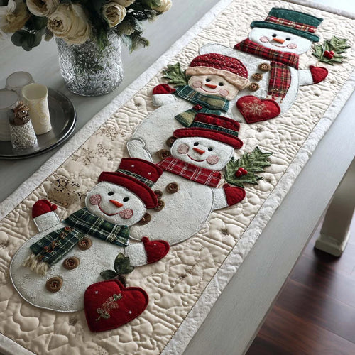 Snowman Chain Quilted Table Runner