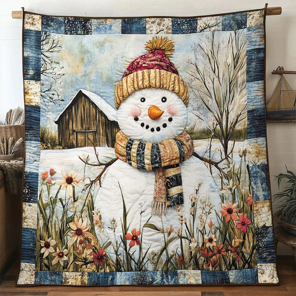 Snowman Country Smile Quilt Blanket