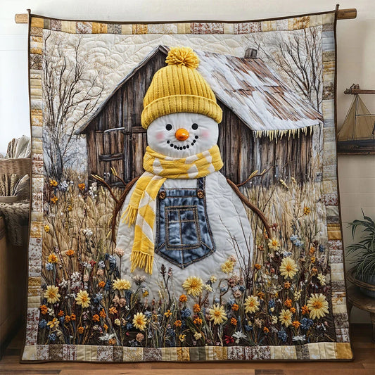 Snowman Denim Bloom Quilt Blanket