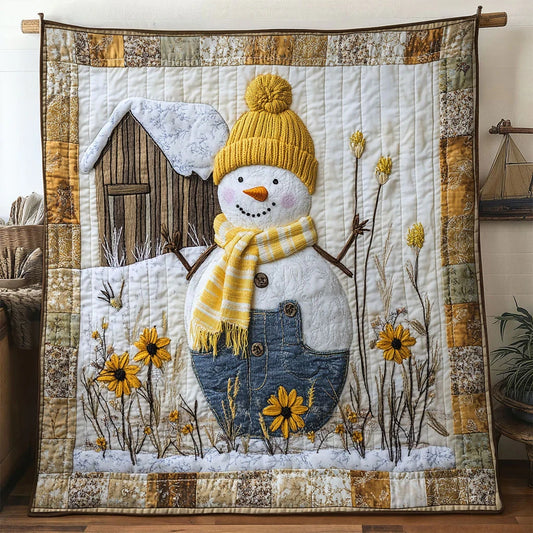 Snowman Meadow Joy Quilt Blanket