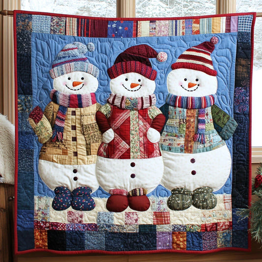 Snowman Plaid Dreams Quilt Blanket