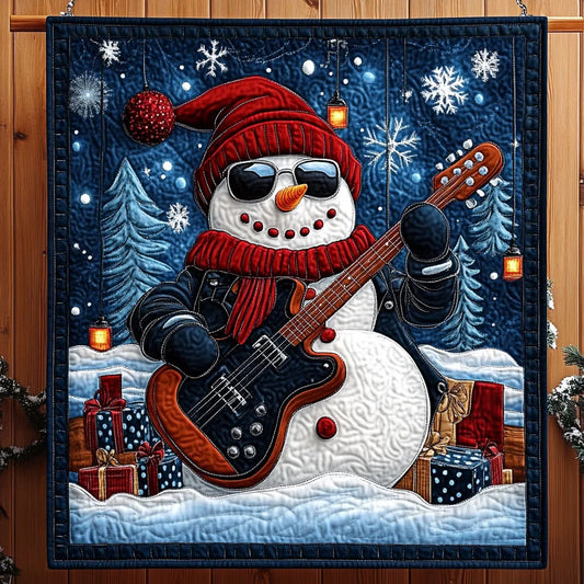 Snowman Rock Star Quilt Blanket