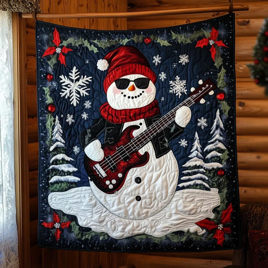 Snowman Rock Star Quilt Blanket