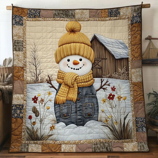 Snowman Rustic Warmth Quilt Blanket