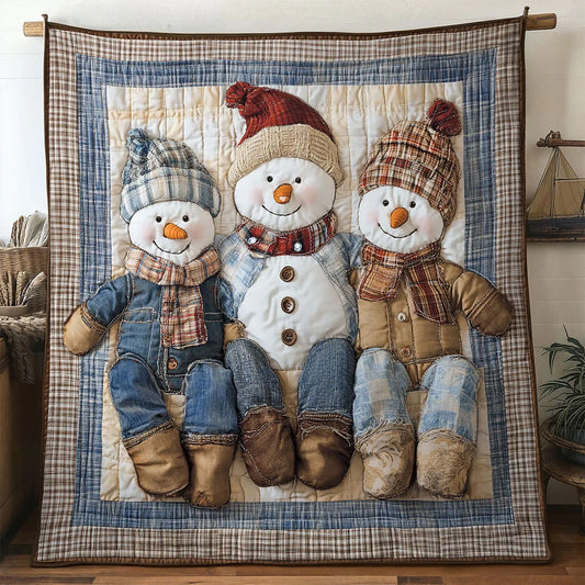 Snowman Snowflake Trio Quilt Blanket