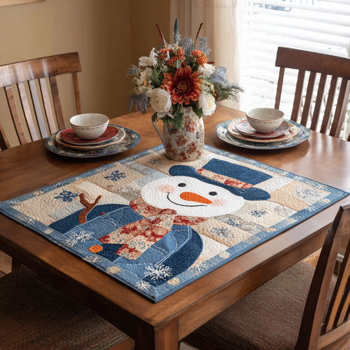 Snowman Spirit Quilted Table Topper
