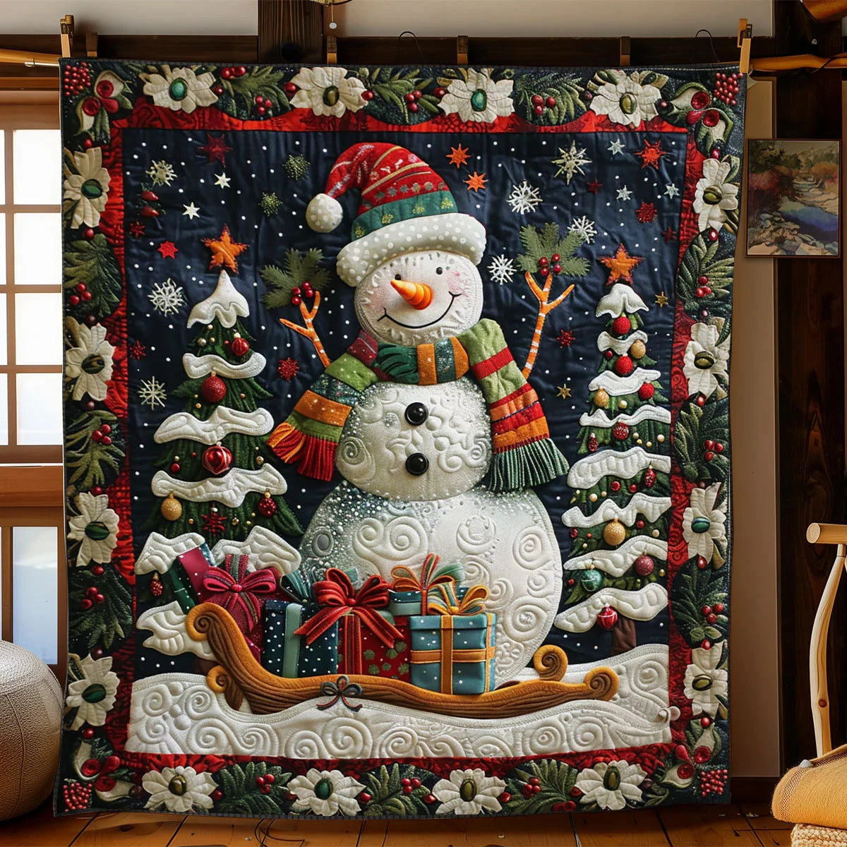 Snowman's Gift Quilt Blanket