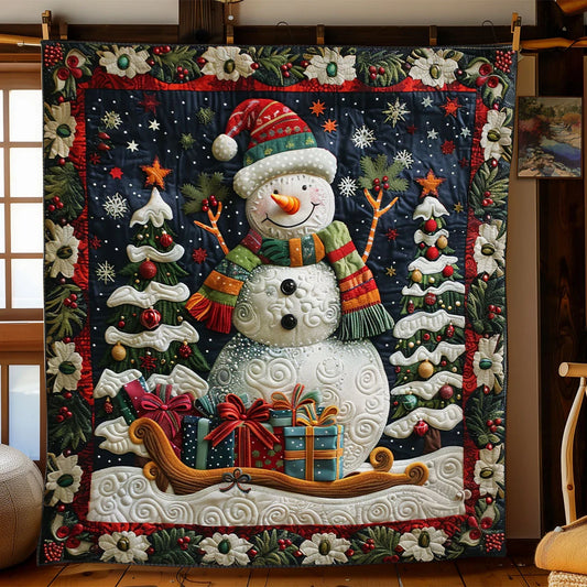Snowman's Gift Quilt Blanket