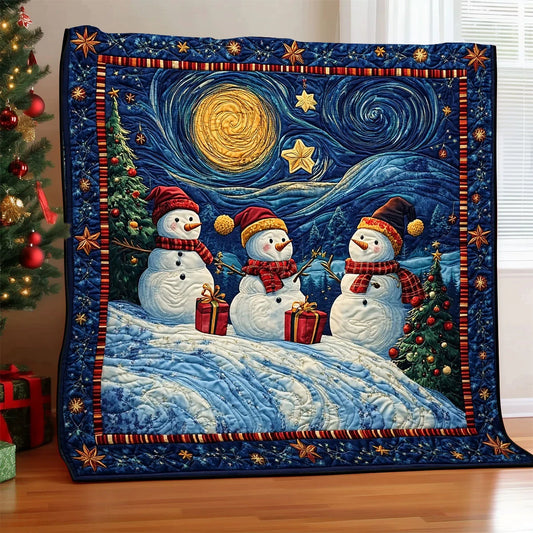 Snowmen Sharing Joy Quilt Blanket