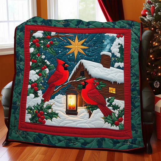 Snowy Cardinal Quilt Blanket