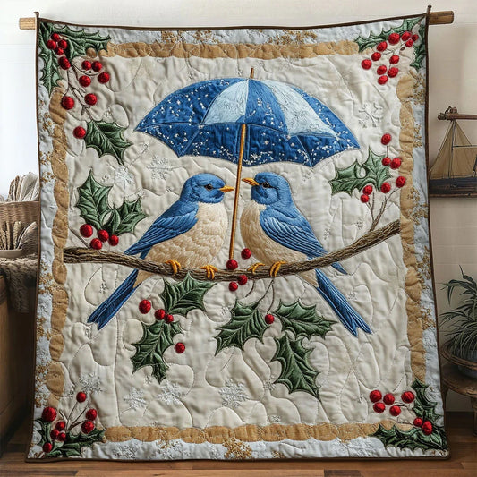 Snowy Embrace Bluebird Quilt Blanket