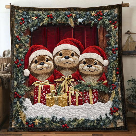 Snowy Otter Quilt Blanket