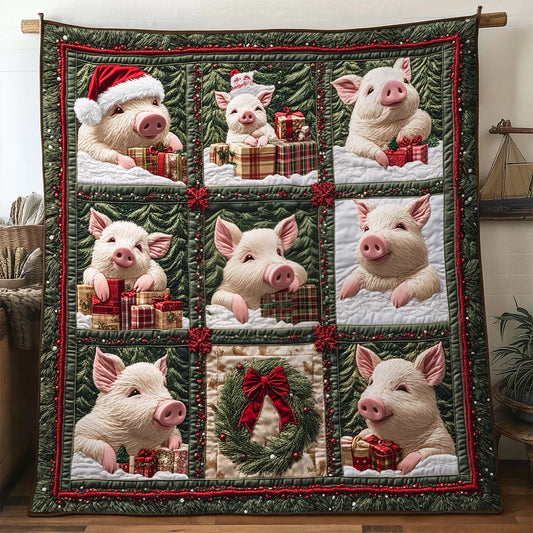 Snowy Pig Quilt Blanket