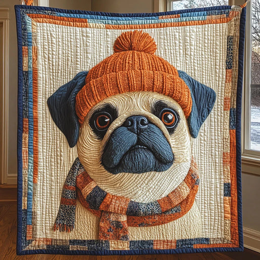 Snowy Pug Quilt Blanket