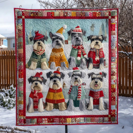 Snowy Schnauzers Quilt Blanket