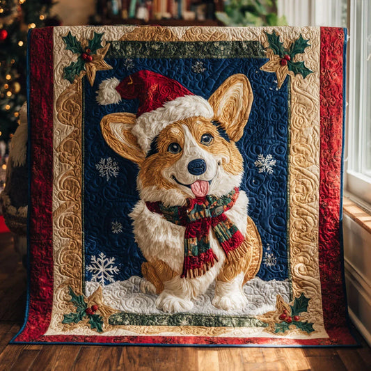 Snuggle Holiday Corgi Quilt Blanket
