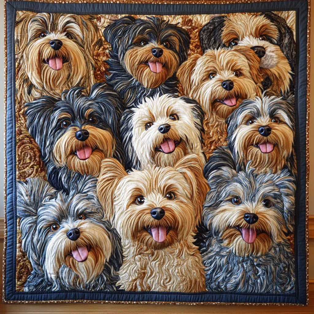 Snuggle Yorkie Quilt Blanket