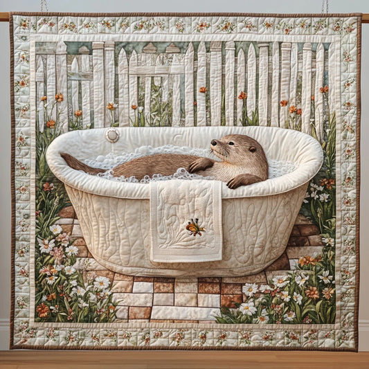 Soaking Otter Quilt Blanket