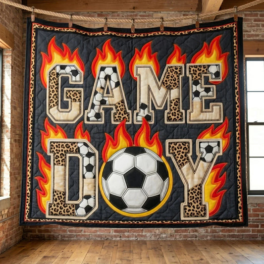 Soccer Game Day Flame Quilt Blanket