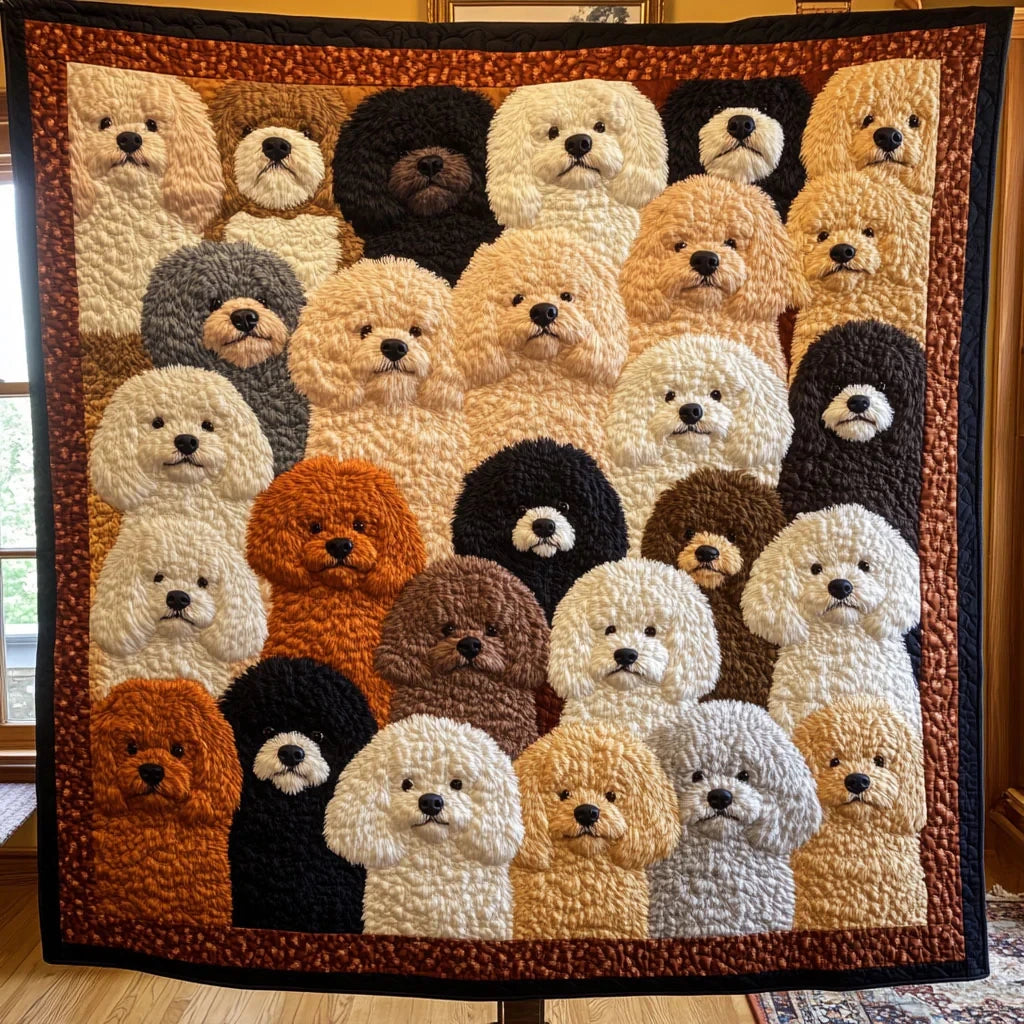 Soft Bichon Doodle Quilt Blanket