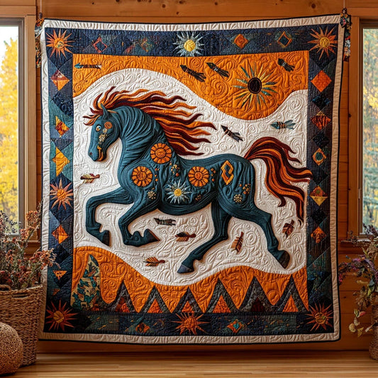 Solar Stallion Quilt Blanket