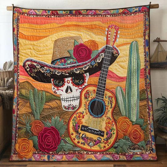 Sombrero Guitar Quilt Blanket