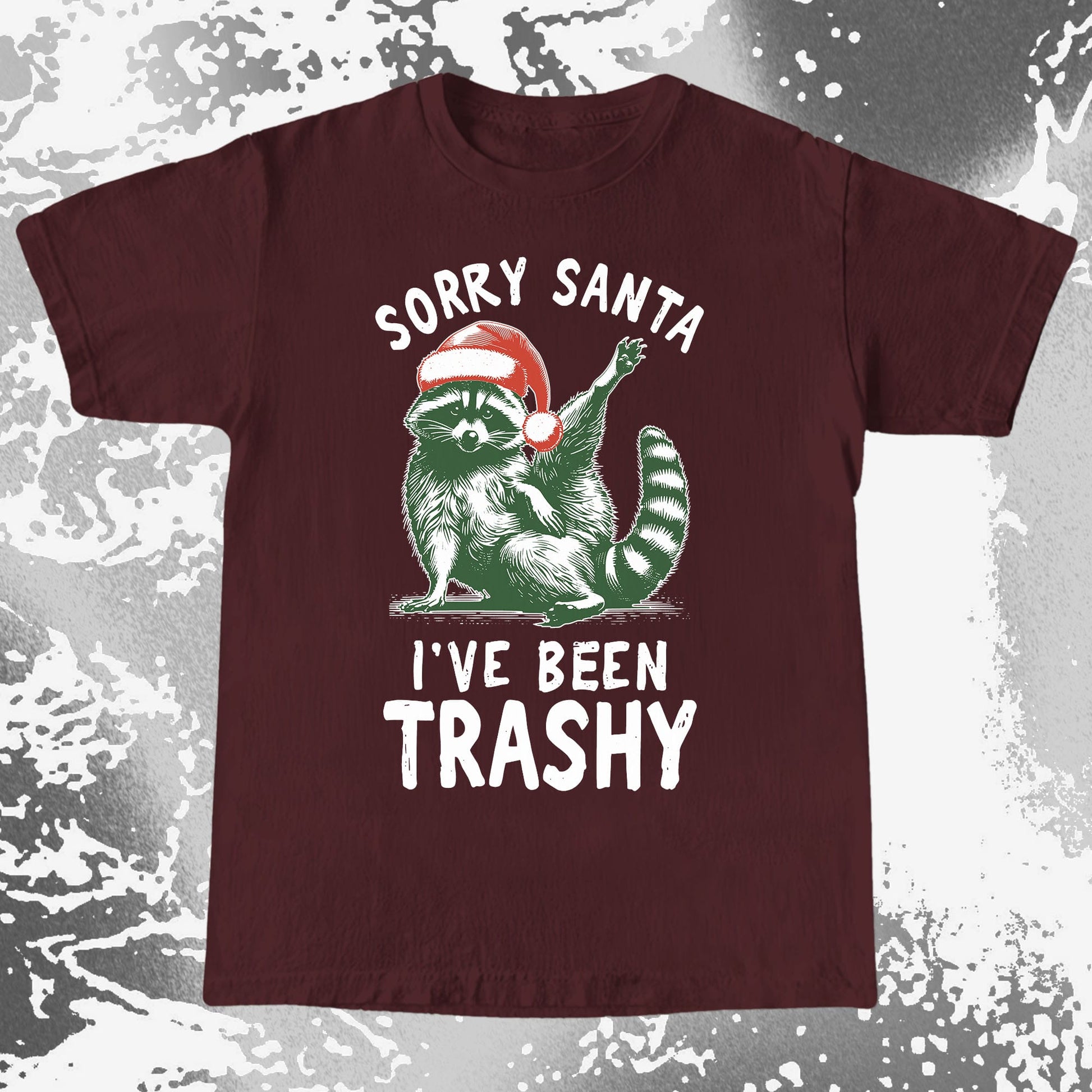Sorry Santa I've Been Trashy Raccoon Christmas, funny meme tee gift (view 7)