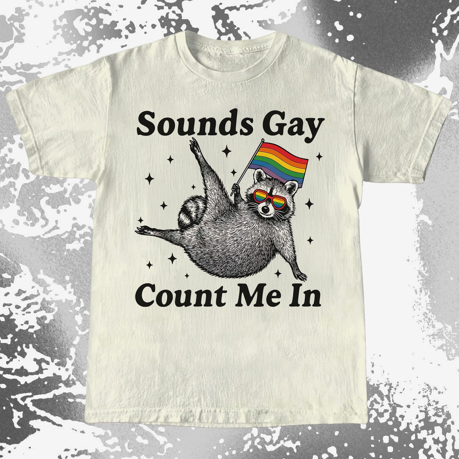 Raccoon Sounds Gay Count Me In, funny meme tee gift (view 3)