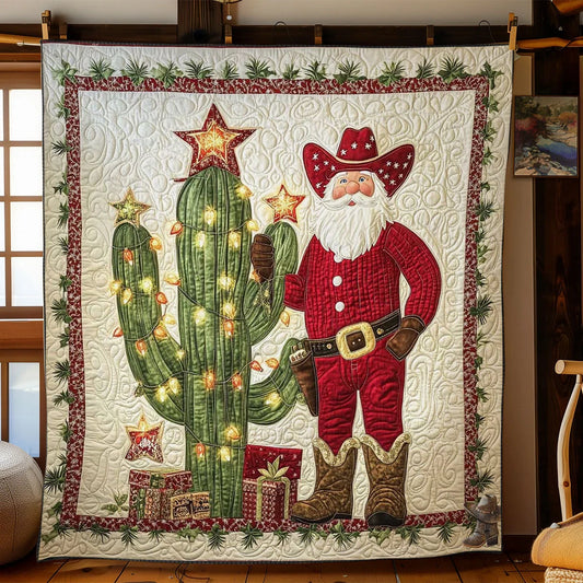 Southwest Santa Christmas Quilt Blanket