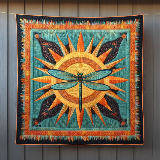 Southwestern Sunburst Dragonfly Quilt Blanket