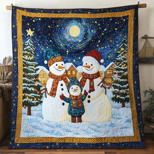 Sparkling Joy Snowman Quilt Blanket