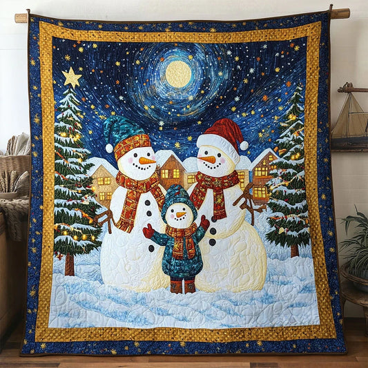 Sparkling Joy Snowman Quilt Blanket