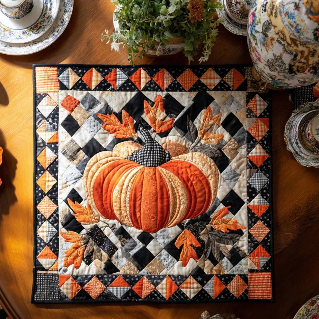 Spiced Pumpkin Pie Quilted Table Topper
