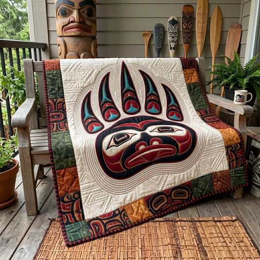 Spirit Bear Paw Quilt Blanket