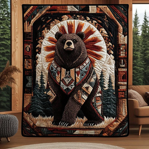 Spirit Bear Tribal Quilt Blanket