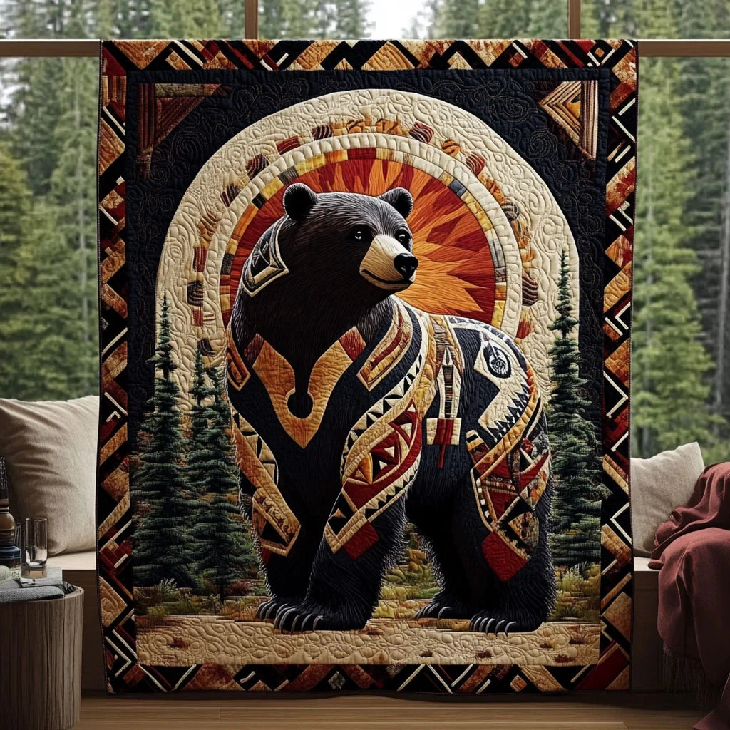 Spirit Bear Tribal Quilt Blanket
