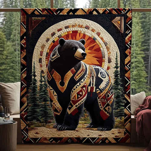 Spirit Bear Tribal Quilt Blanket