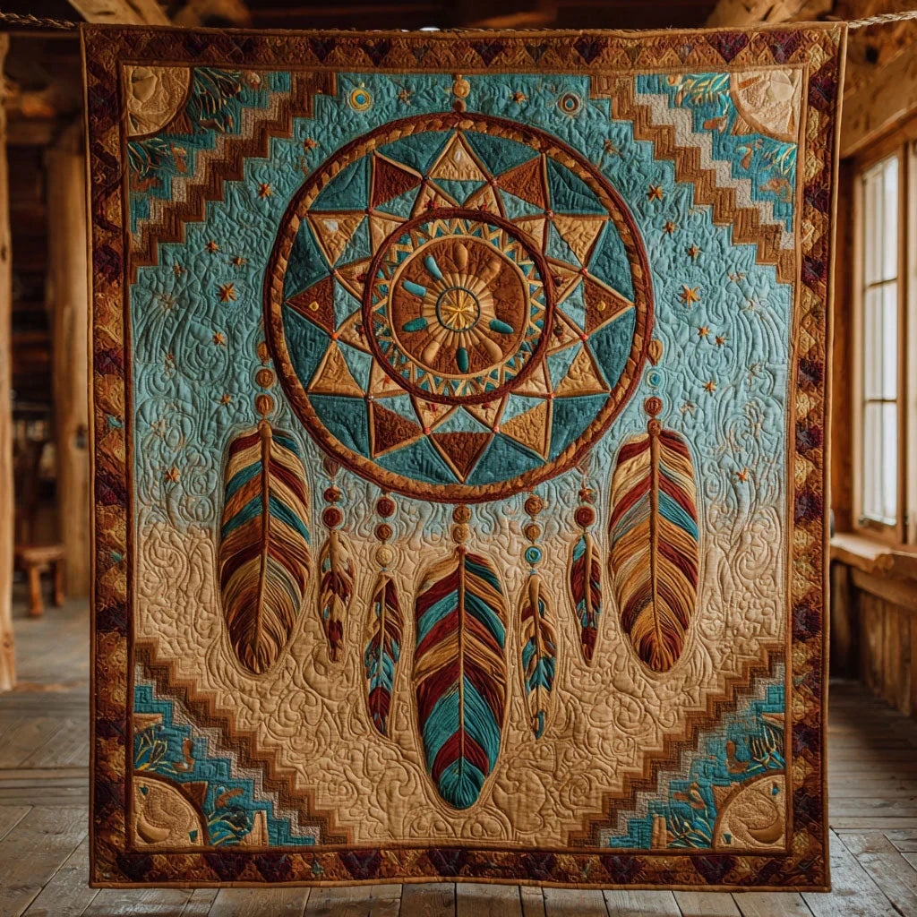 Spirit Feather Dreamcatcher Quilt Blanket