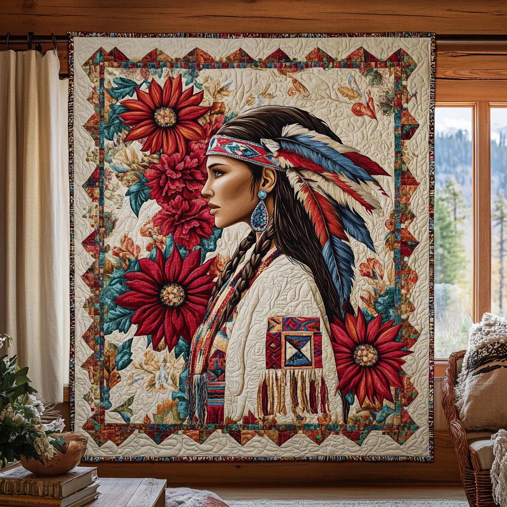 Spirit Feather Woman Quilt Blanket