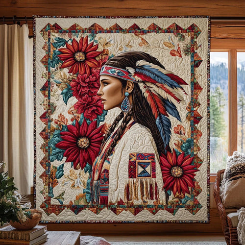 Spirit Feather Woman Quilt Blanket