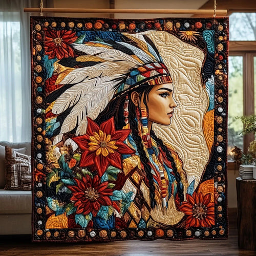 Spirit Feather Woman Quilt Blanket