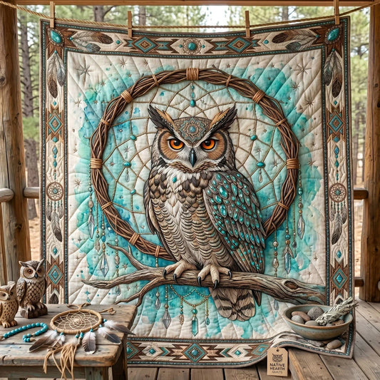Spirit Owl Dreamcatcher Quilt Blanket