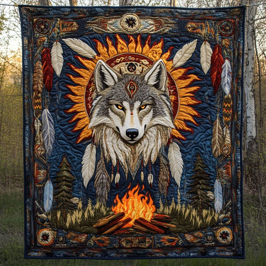 Spirit Path Wolf Quilt Blanket