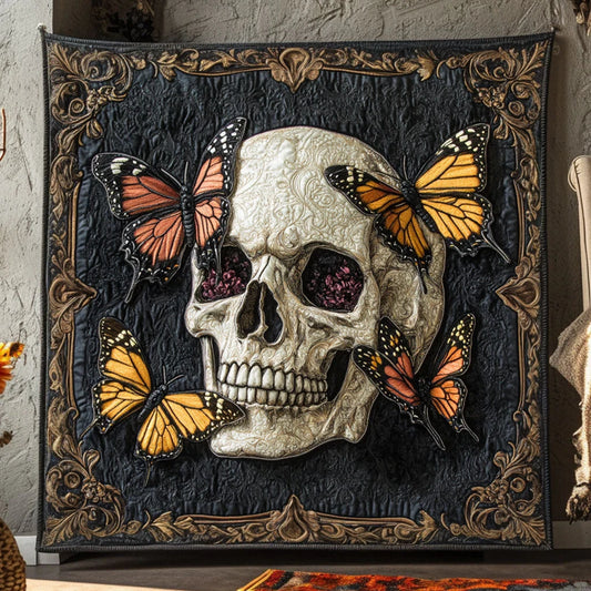 Spirit Skull Butterfly Quilt Blanket